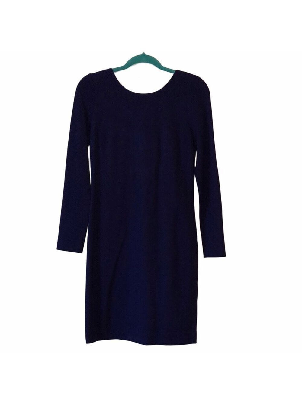 Banana Republic Blue Long Sleeve V Back Dress